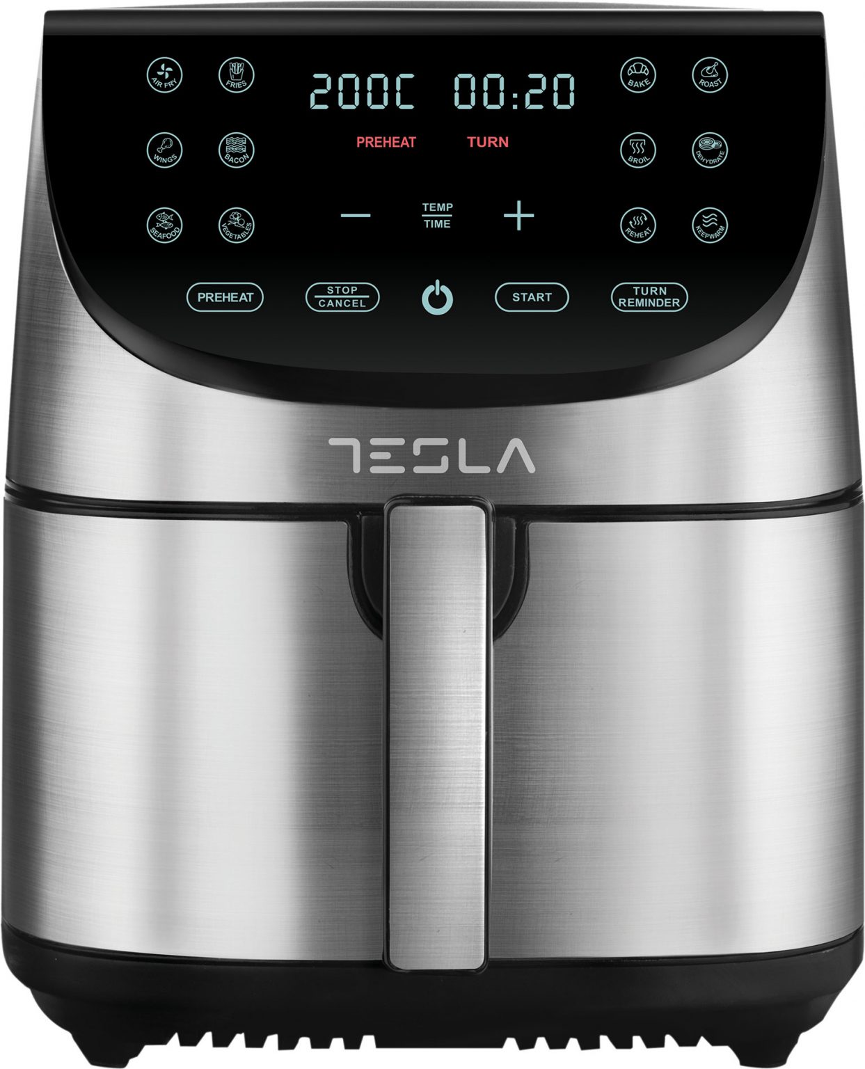 Freidora de aire Tesla AF701BX, 7 litros, 12 programas, inox